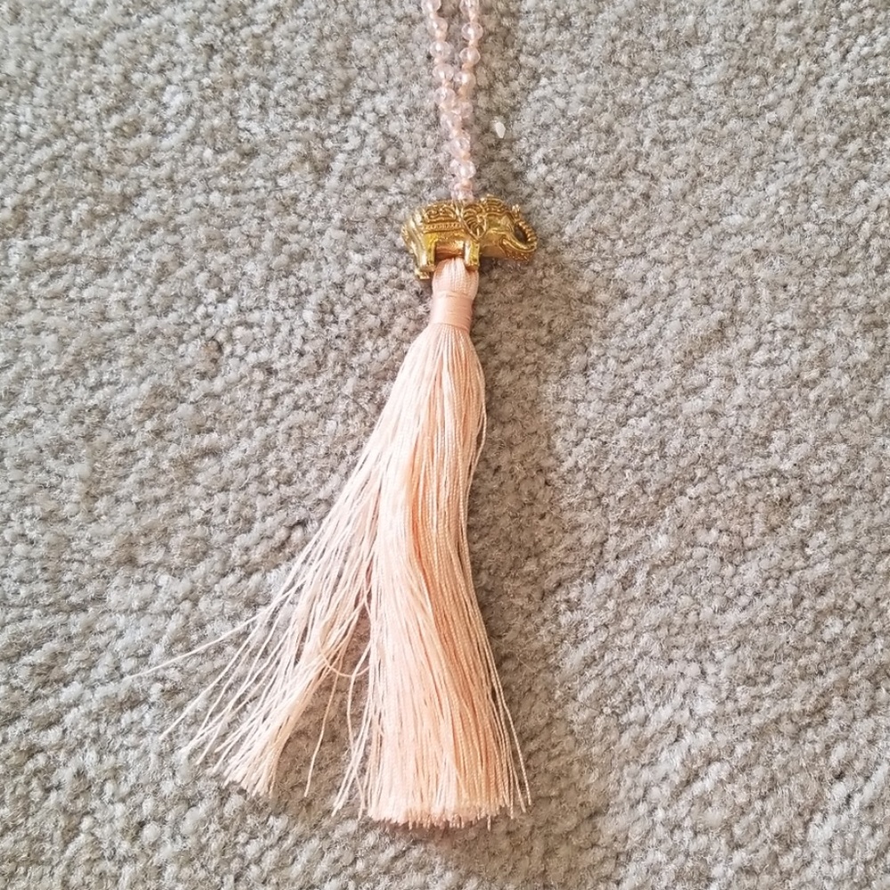 Rosamariposa elephant pink tassel necklace